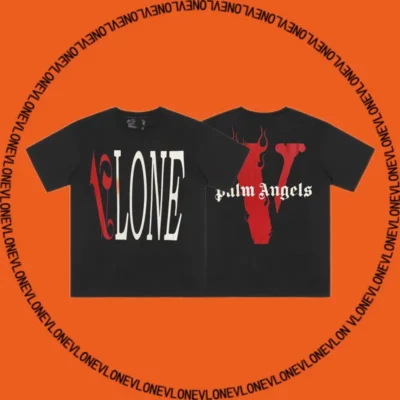x Palm Angels Flame Staple Tee Black Red