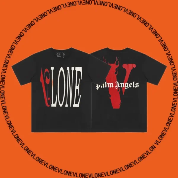 x Palm Angels Flame Staple Tee Black Red