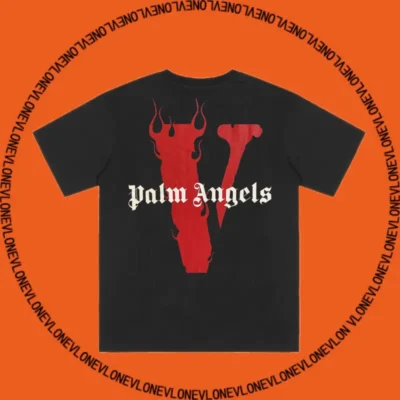 x Palm Angels Flame Staple Tee Black Red