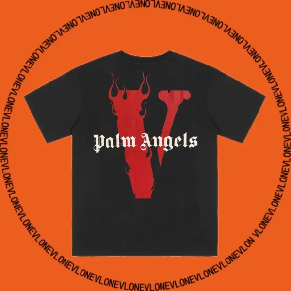 x Palm Angels Flame Staple Tee Black Red