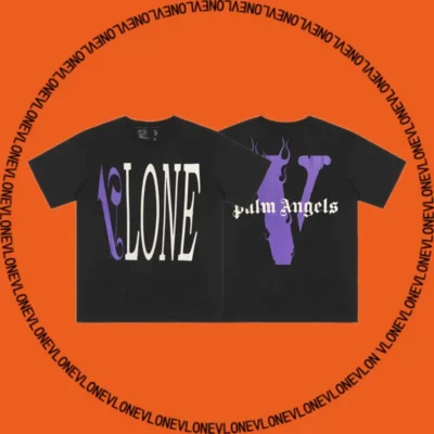 x Palm Angels Flame Staple Tee Black Purple