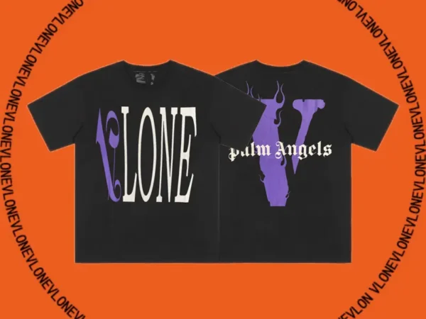 x Palm Angels Flame Staple Tee Black Purple