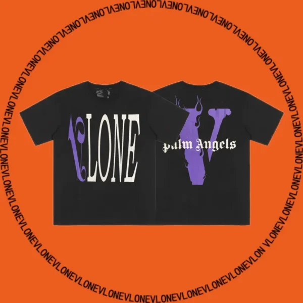 x Palm Angels Flame Staple Tee Black Purple