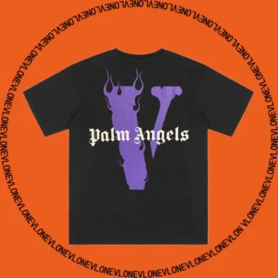 x Palm Angels Flame Staple Tee Black Purple