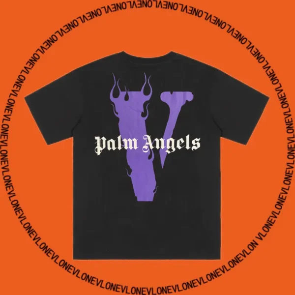 x Palm Angels Flame Staple Tee Black Purple