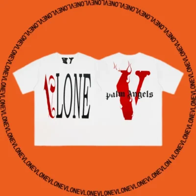 x Palm Angels Flame Staple Tee White Red