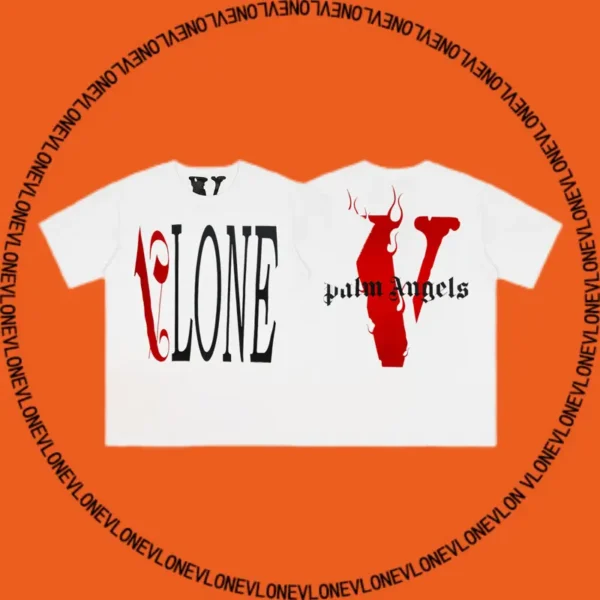 x Palm Angels Flame Staple Tee White Red