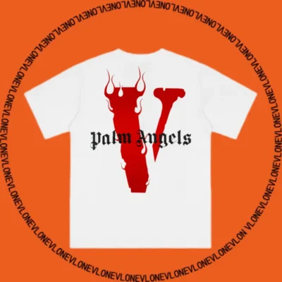 x Palm Angels Flame Staple Tee White Red