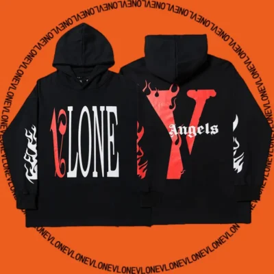 x Palm Angels Flame Staple Hoodie Black Red