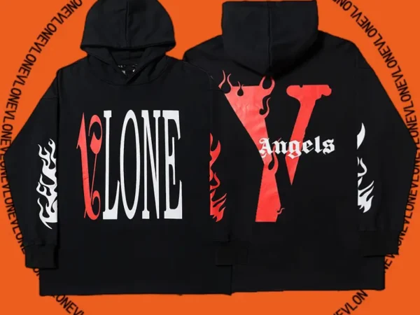 x Palm Angels Flame Staple Hoodie Black Red