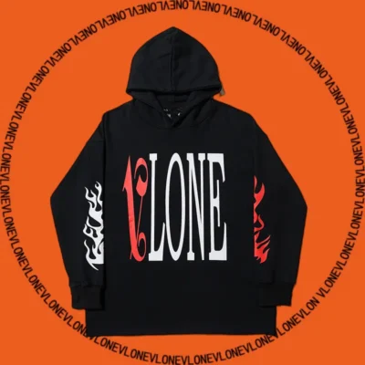 x Palm Angels Flame Staple Hoodie Black Red