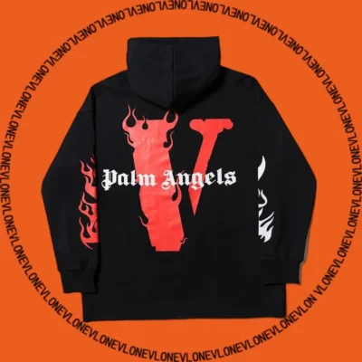 x Palm Angels Flame Staple Hoodie Black Red