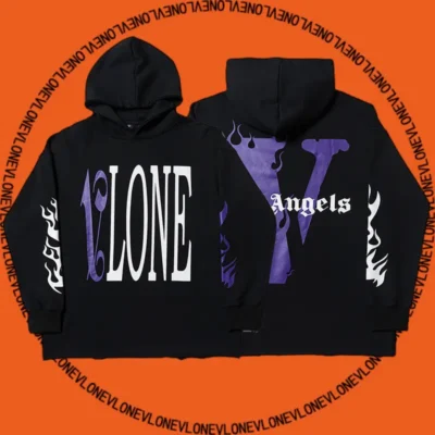 x Palm Angels Flame Staple Hoodie Black Purple
