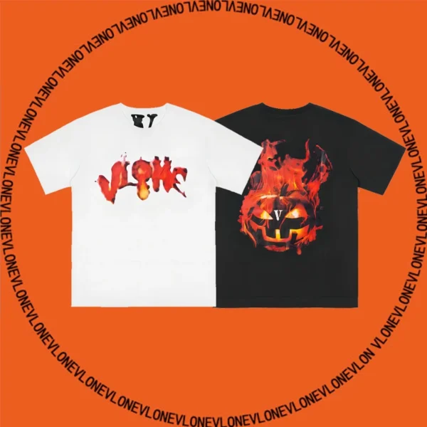 Halloween Flaming Pumpkin V T Shirt