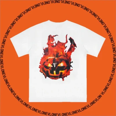 Halloween Flaming Pumpkin V T Shirt