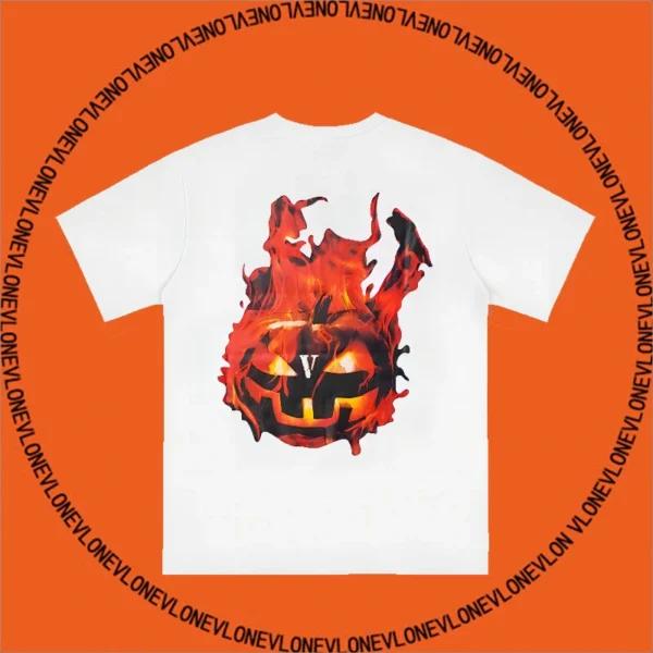 Halloween Flaming Pumpkin V T Shirt