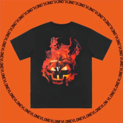 Halloween Flaming Pumpkin V T Shirt