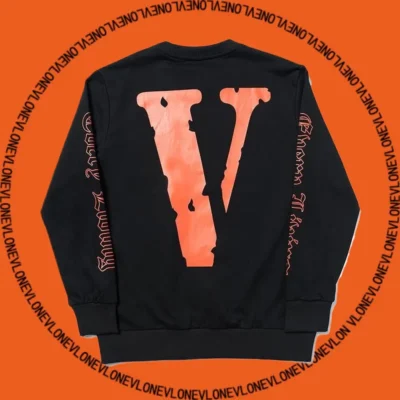 V Hoodie Black Orange