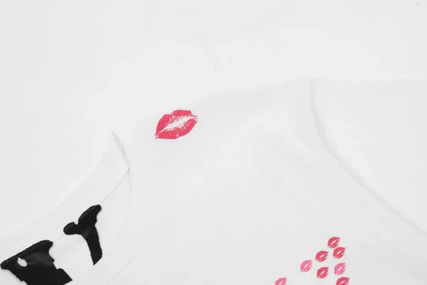 Sweet Girly Pink Lip Print Tee White