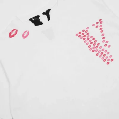 Sweet Girly Pink Lip Print Tee White
